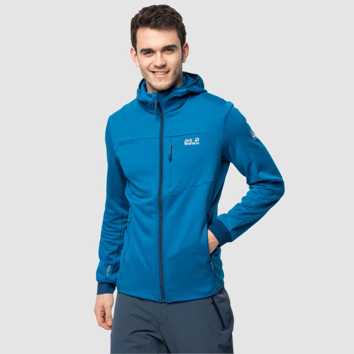 Chamarra Polar Jack Wolfskin Hydro Grid Hombre Azules Mexico-1635942